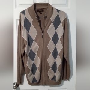 Tasso Elba Brown and Gray Argyle Cardigan